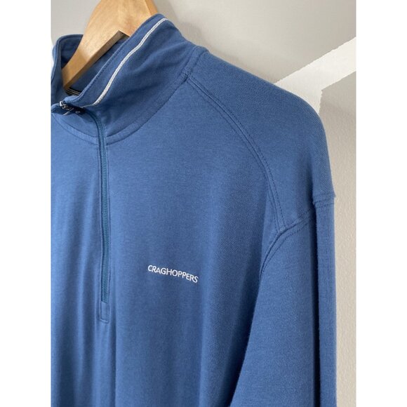 Craghoppers Long Sleeve ¼ Zip Pullover Men’s XXL Blue Insect Shield Stretch UK - Picture 3 of 16